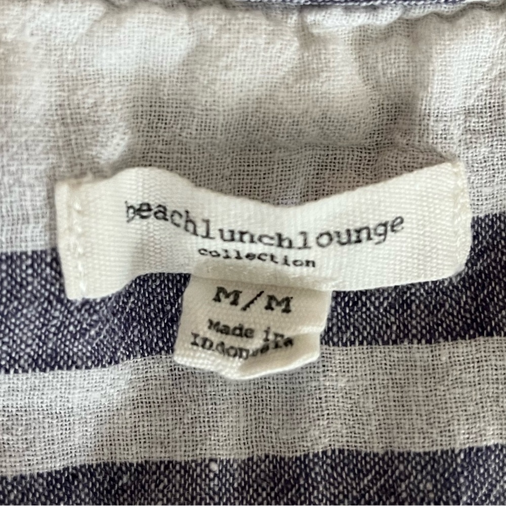 {BeachLunchLounge} Sleeveless Linen Blend Striped Shift Dress - Womens Medium - Picture 7 of 8